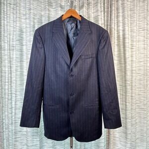 Structure Mens 40R Blazer‎ Pinstripe Blue Wool Blend Classic Fit Business Coat